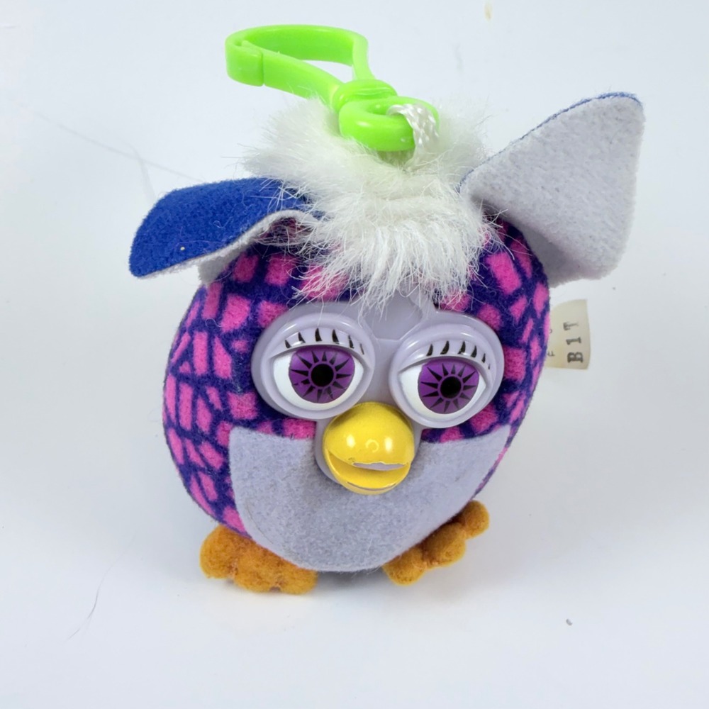 Vintage 2000 Furby McDonalds Tiger Electronics Bag Clip On Plush‎ Purple Pink